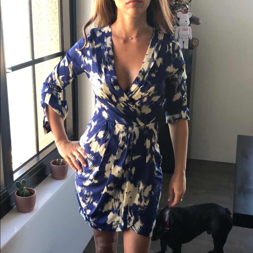 Yumi Kim Blue/Cream Silk Dress